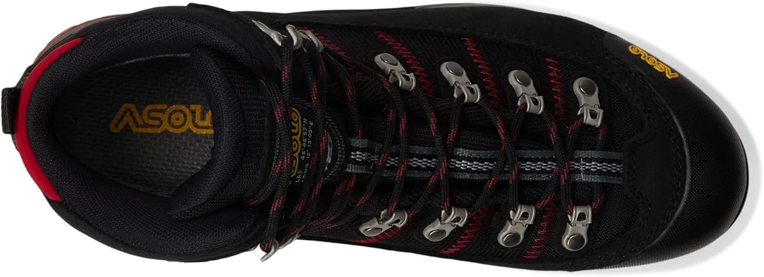 Мужские трекинговые ботинки ASOLO FUGITIVE GTX с водоотталкивающей и дышащей замшево-нейлоновой верхней частью, низкой посадкой на щиколотке | резиновый носок, черный/красный — фото 2
