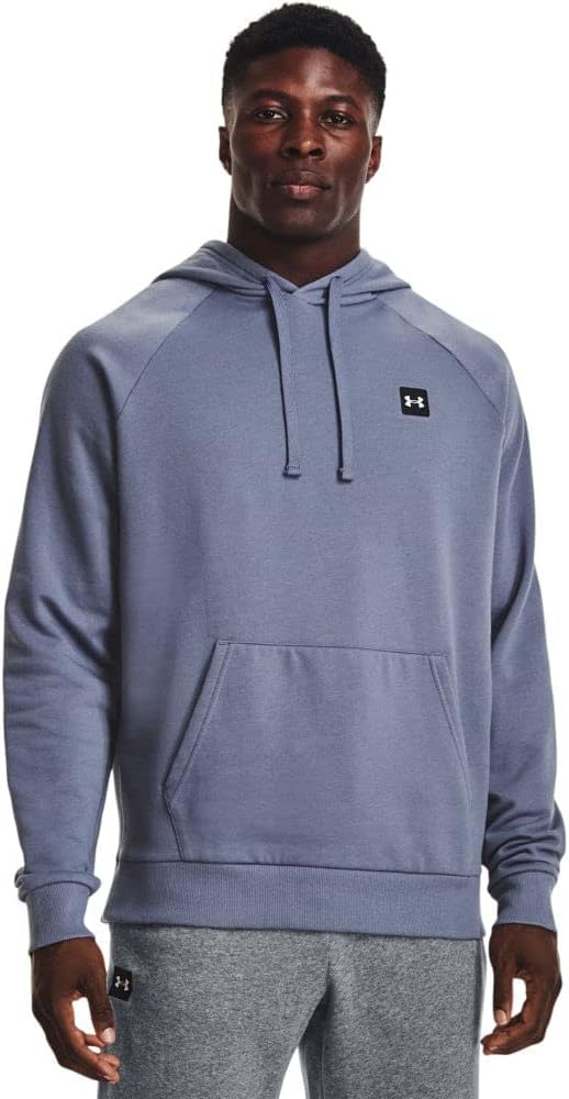 

Мужская тренировочная флисовая толстовка Under Armour, худи UA Rival Fleece, белый/фиолетовый