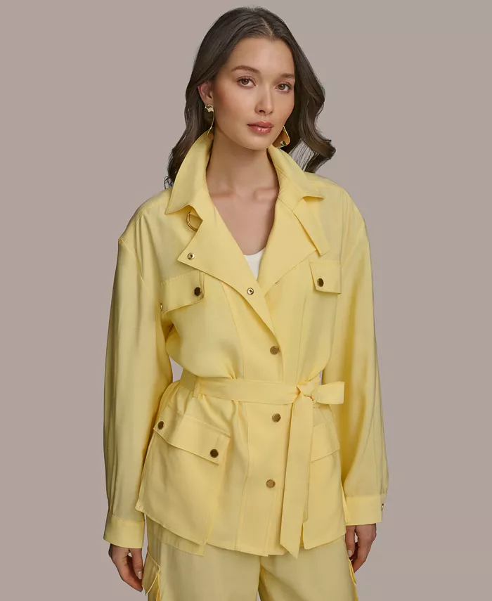 

Женская куртка с поясом и карманами Donna Karan New York, желтый
