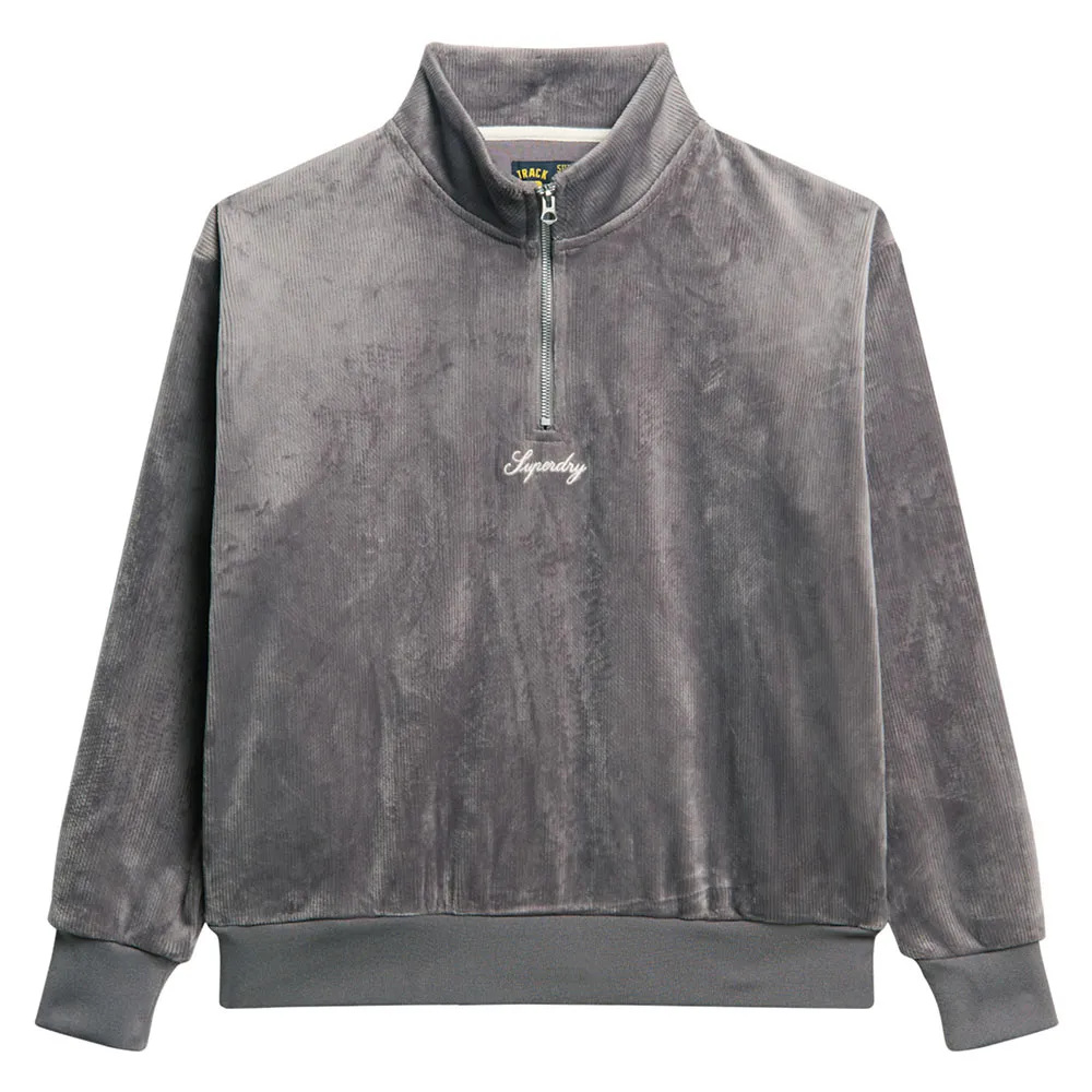 Толстовка Superdry Country Club Velour half zip, серый — фото 2