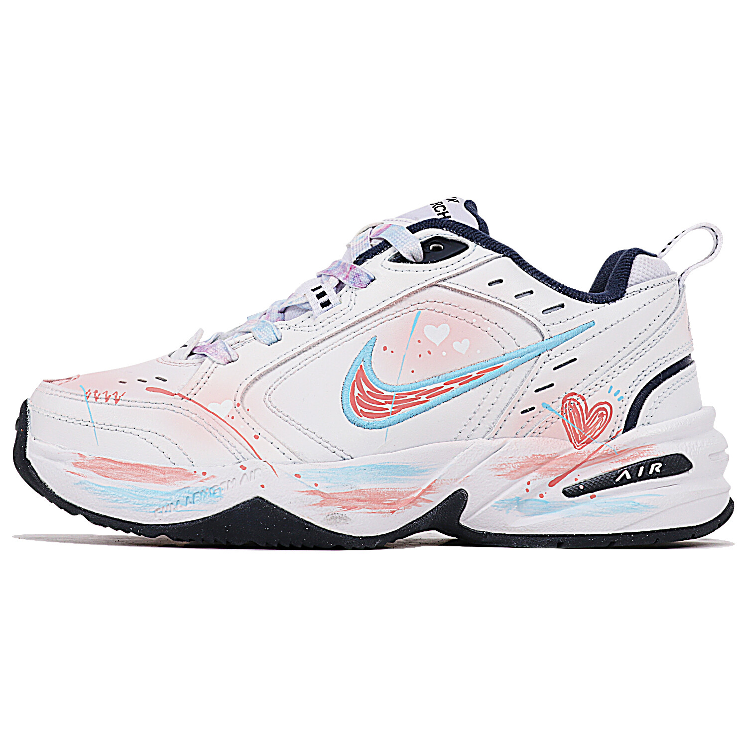 

Кроссовки Air Monarch 4 Chunky унисекс с низким верхом розового/синего/белого цвета Nike, синий/розовый