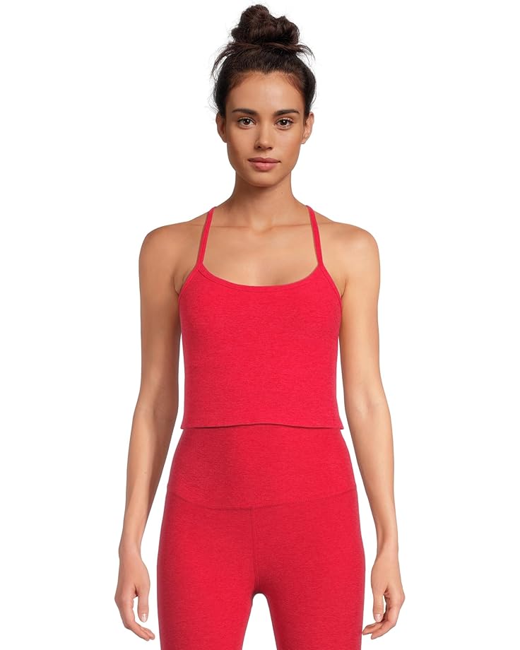 

Топ Beyond Yoga Spacedye Slim Racerback Cropped Tank, цвет Ruby Red Heather