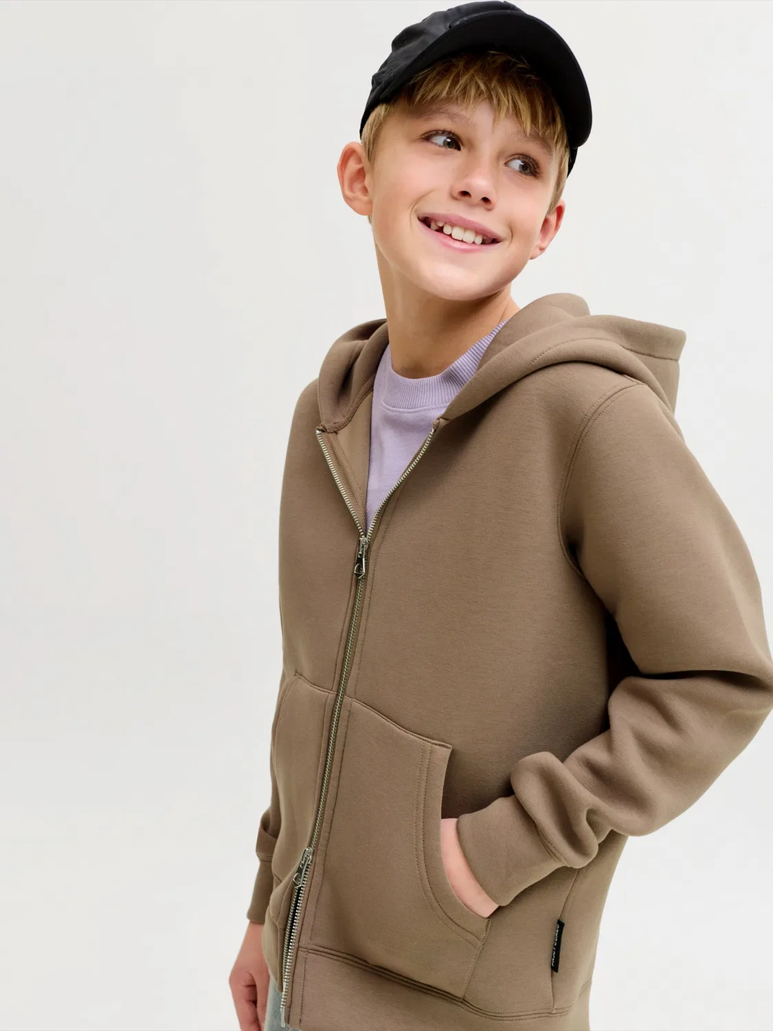 Толстовка на молнии Jack & Jones Junior, Sepia — фото 4