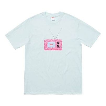 

Футболка ss18 tv tee pale blue printing short sleeve Supreme, голубой