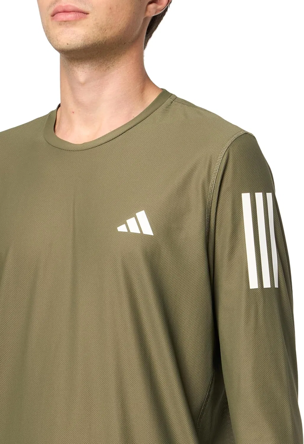 Футболка Adidas Own The Run с длинным рукавом, оливковый — фото 3