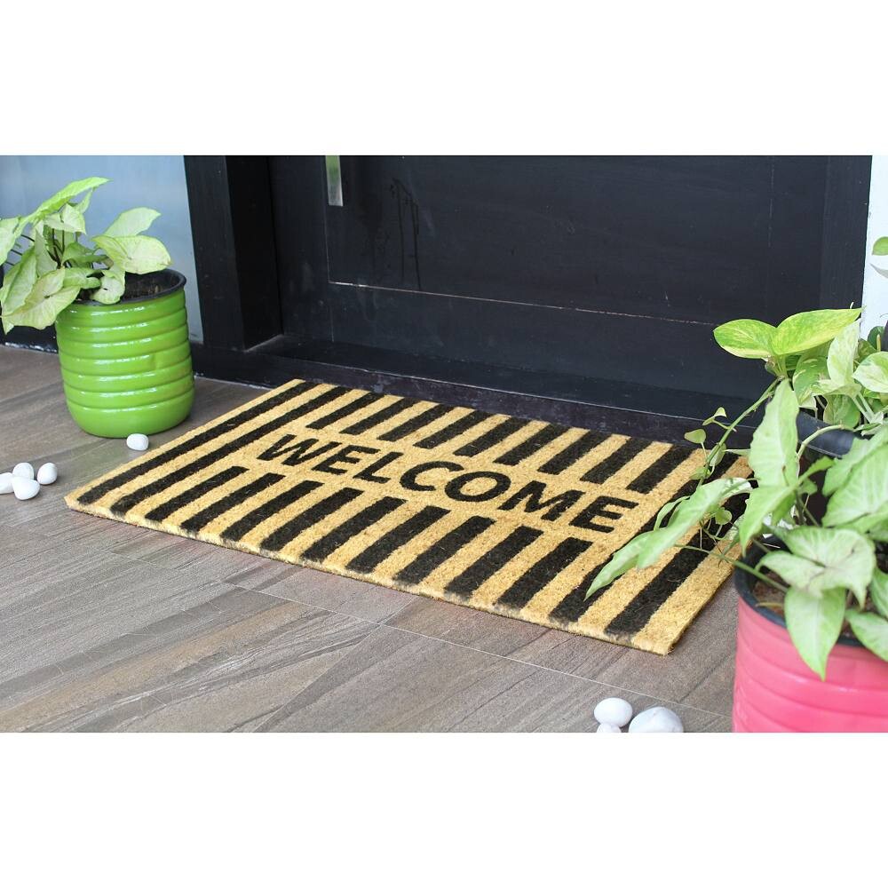 

Ковер Smith Welcome Stripe Doormat — 18 x 30 дюймов RugSmith, черный
