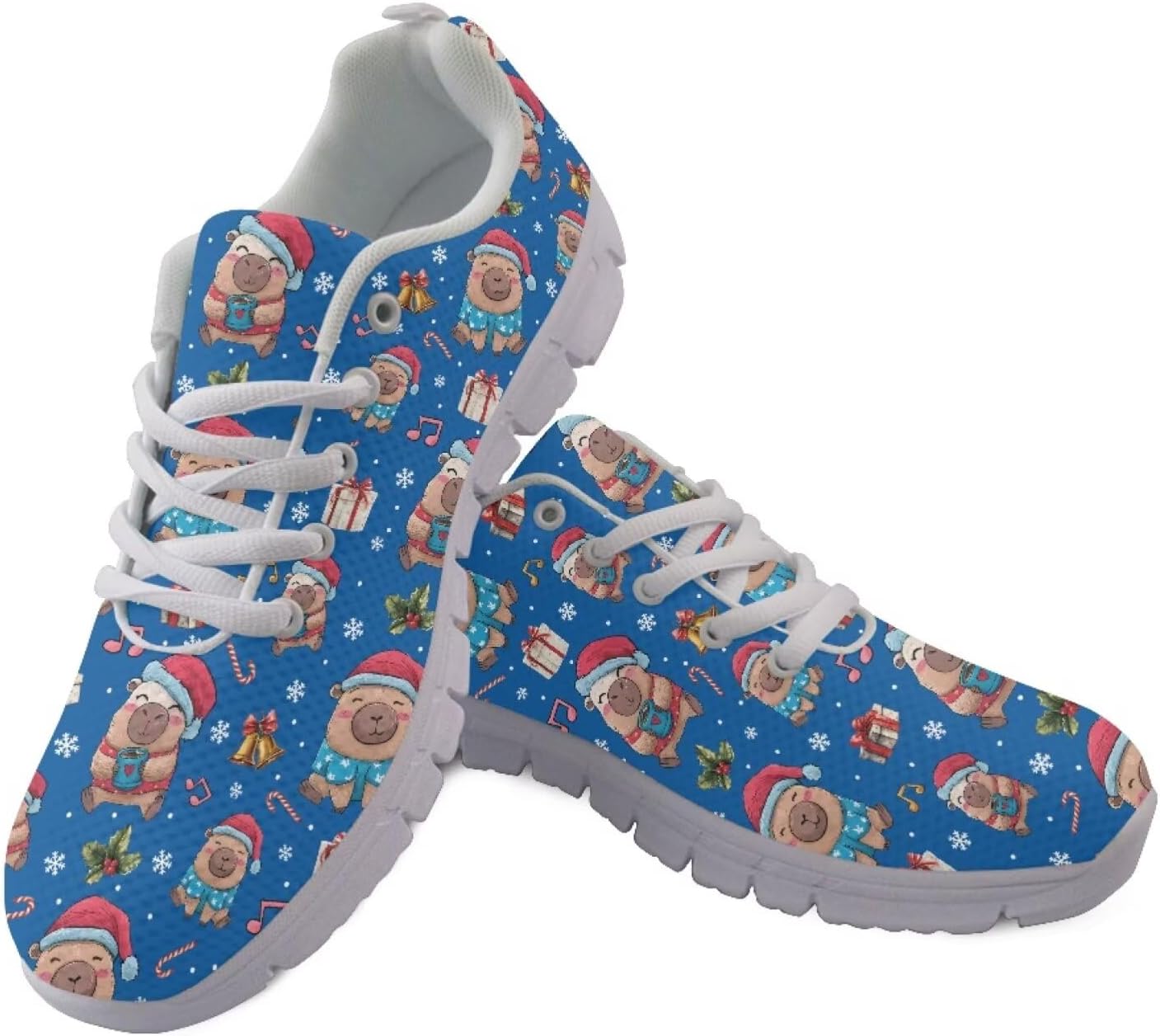 

Кроссовки Forchrinse для женщин и мужчин, повседневные, с шнуровкой, для бега, дышащие, легкие теннисные обувь, Christmas Capybara