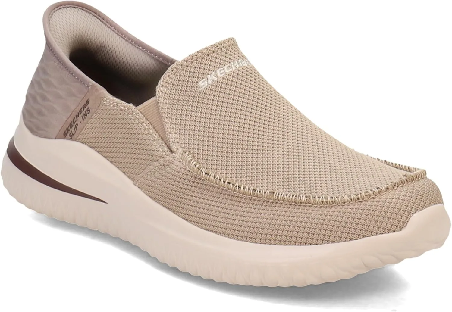 Мужские кроссовки Skechers Delson 3.0 Mooney с закругленным носком и шнурком на ремешке, серо-коричневый — фото 2