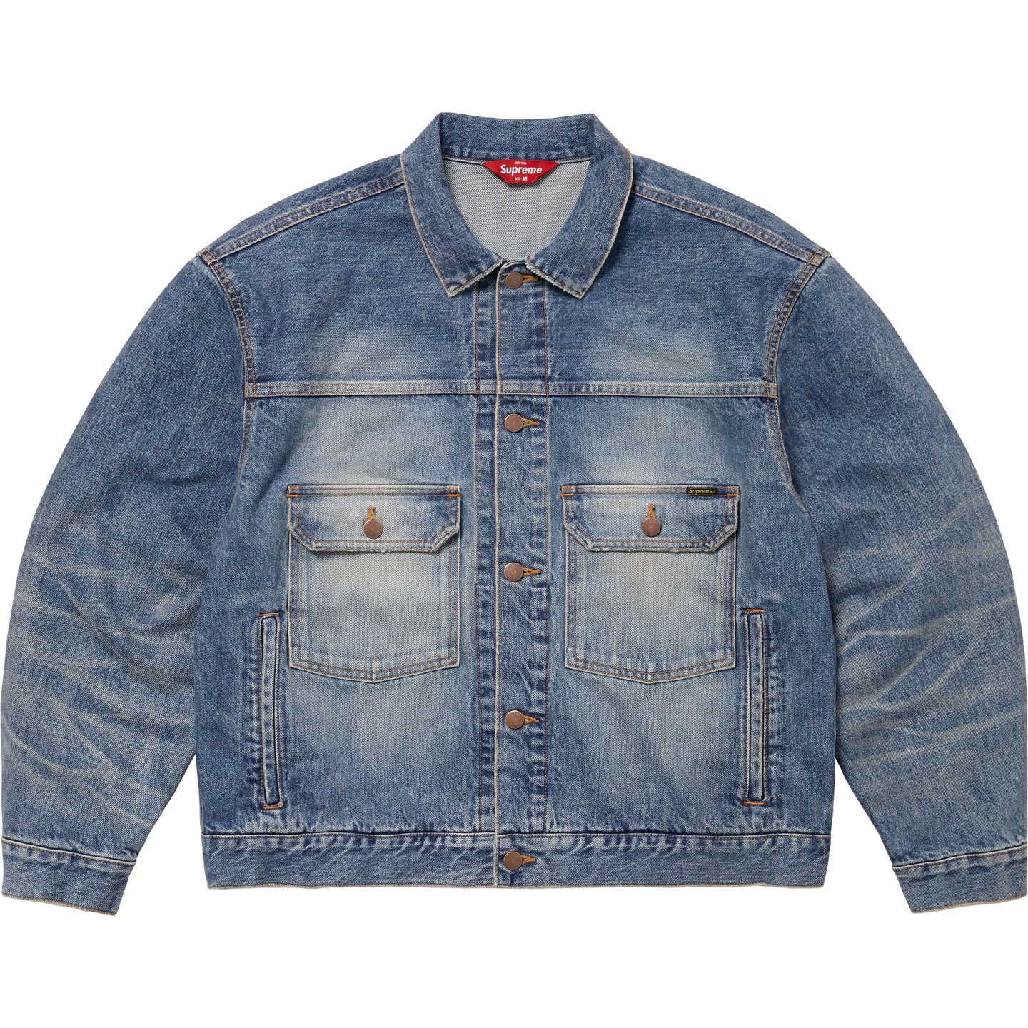 Футболка Distressed Selvedge Trucker Jacket Supreme, Мытая индиго/Мытая индиго — фото 4