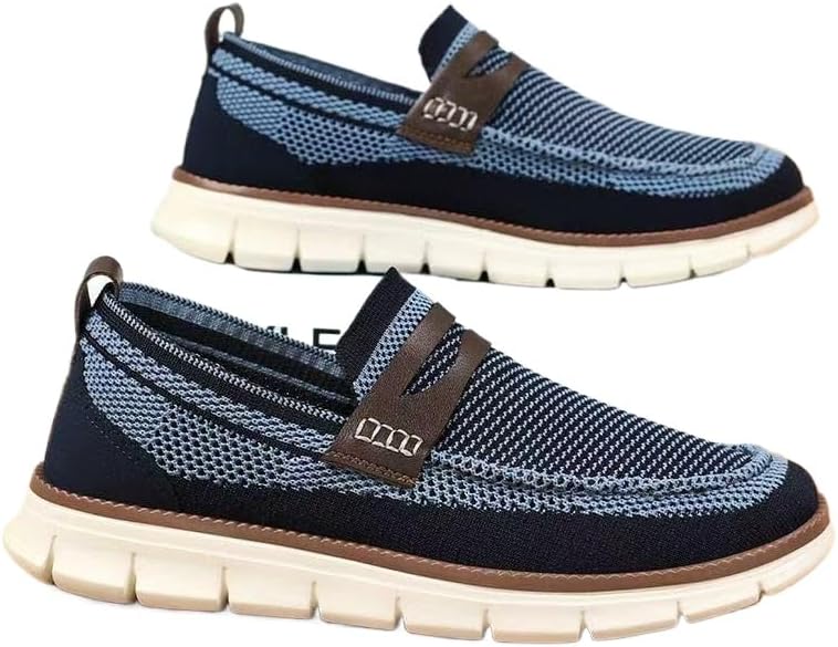 

Мужские дышащие слипоны Hhhchpm больших размеров, удобные нескользящие прошитые прогулочные туфли для активного отдыха на природе, синий