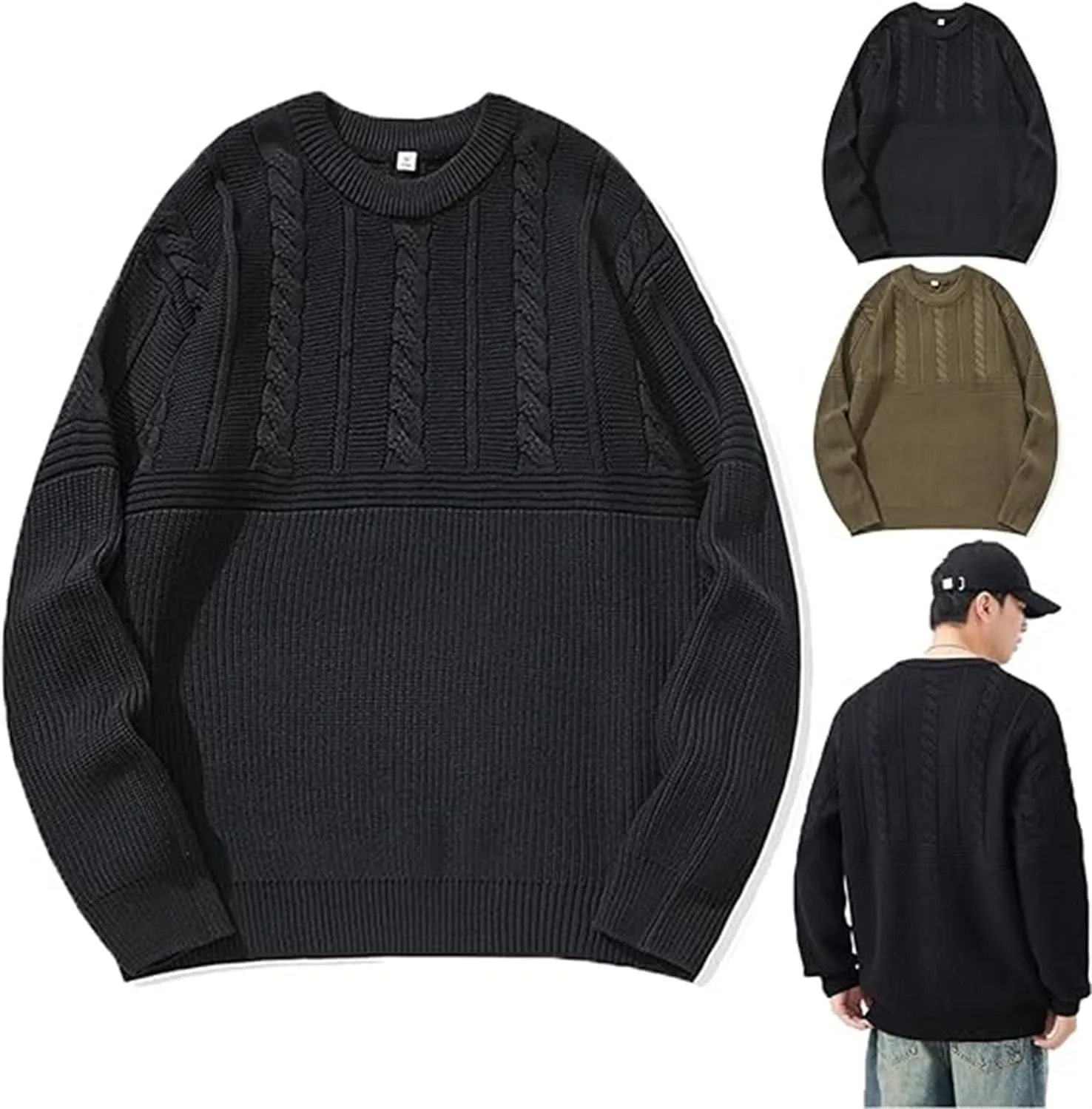 

Свитер Guernsey для мужчин, кабельная вязка с круглым вырезом