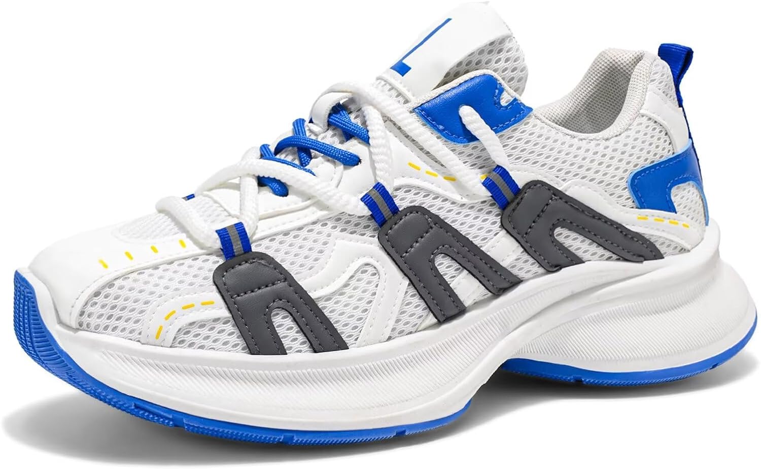 

Мужские кроссовки Ozefiad с толстой подошвой, на шнуровке, дышащие, повседневные, модные мужские кеды, белый/синий