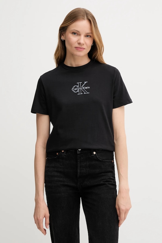 

Хлопковая футболка Calvin Klein Jeans, черный