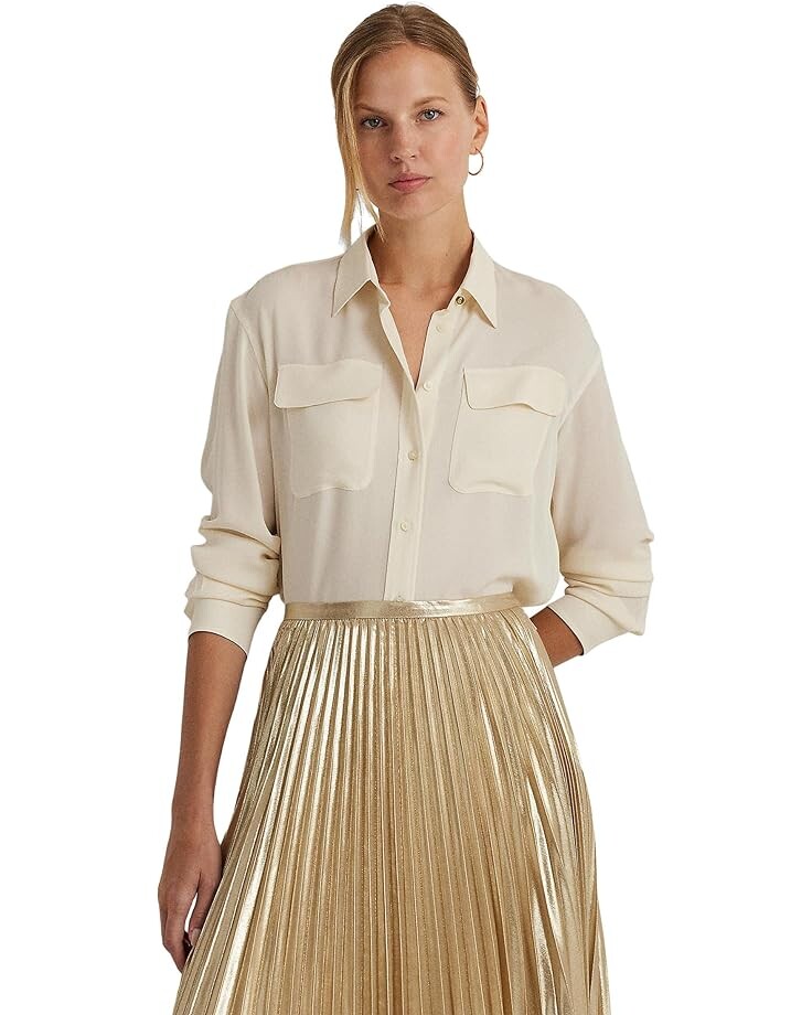 

Рубашка LAUREN Ralph Lauren Crepe de Chine, цвет Mascarpone Cream