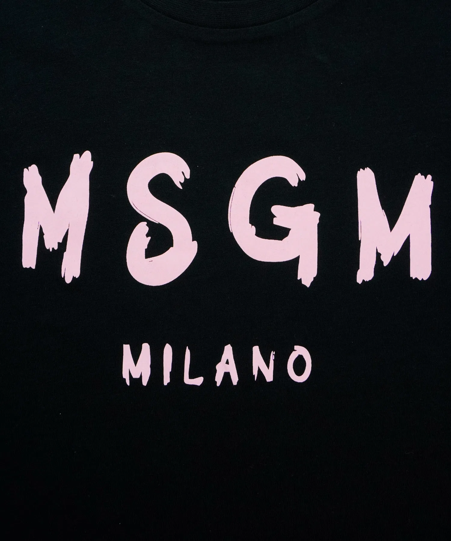 Детское платье-футболка MSGM KIDS с логотипом кистью розовое — фото 3