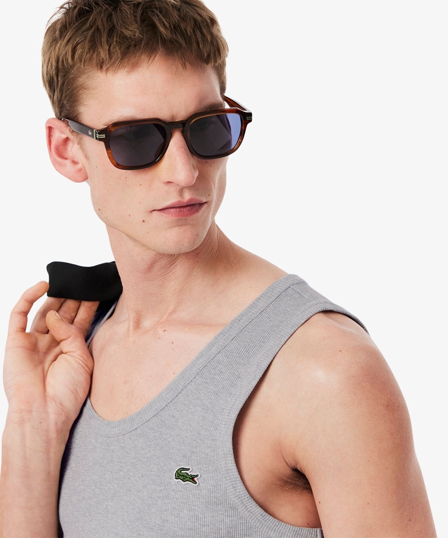 Топ из хлопковой трикотажной резинки LACOSTE, Gray — фото 2