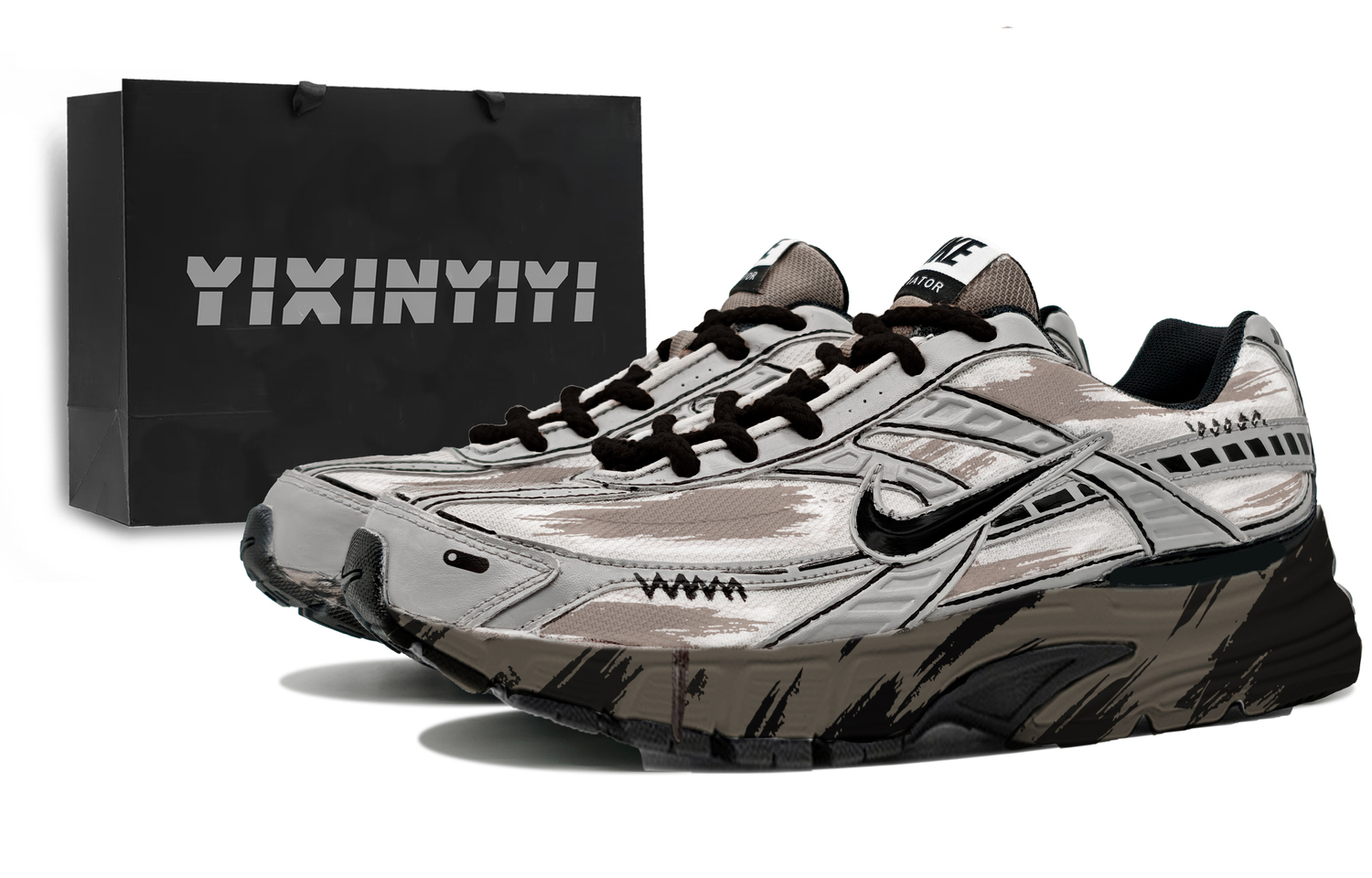 

Мужские беговые кроссовки low top инициатор амортизация, дышащие, поддерживающие beige Nike, бежевый