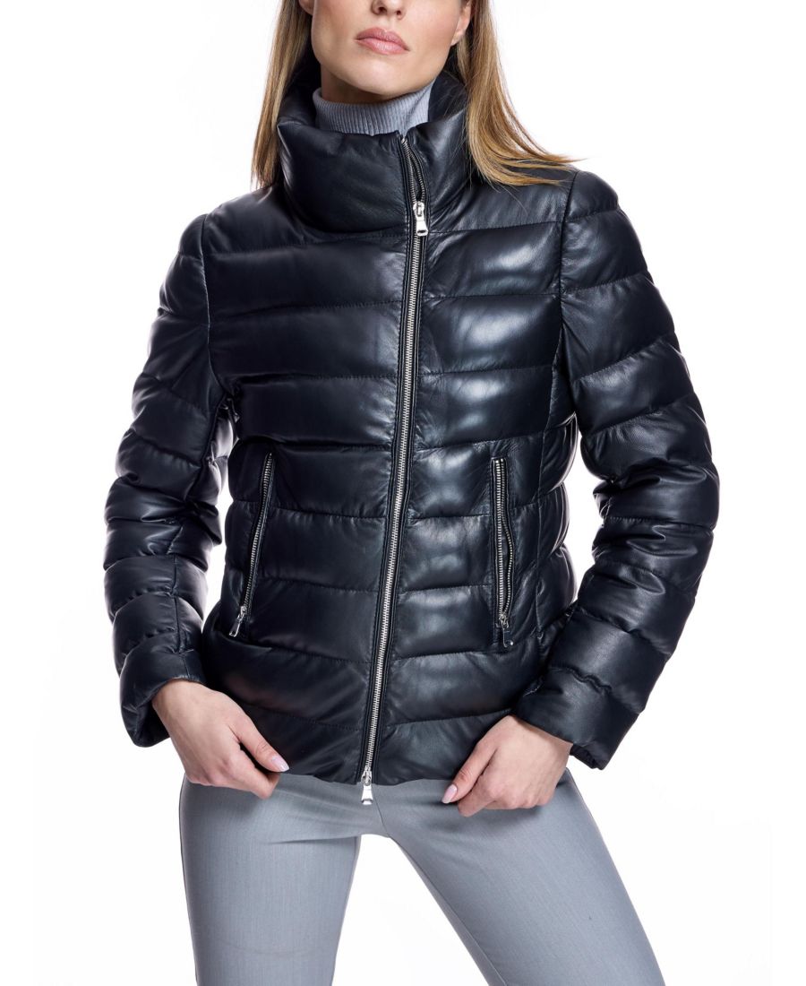 

Женская кожаная куртка горизонтального кроя Julia & Stella By Maximilian, Black