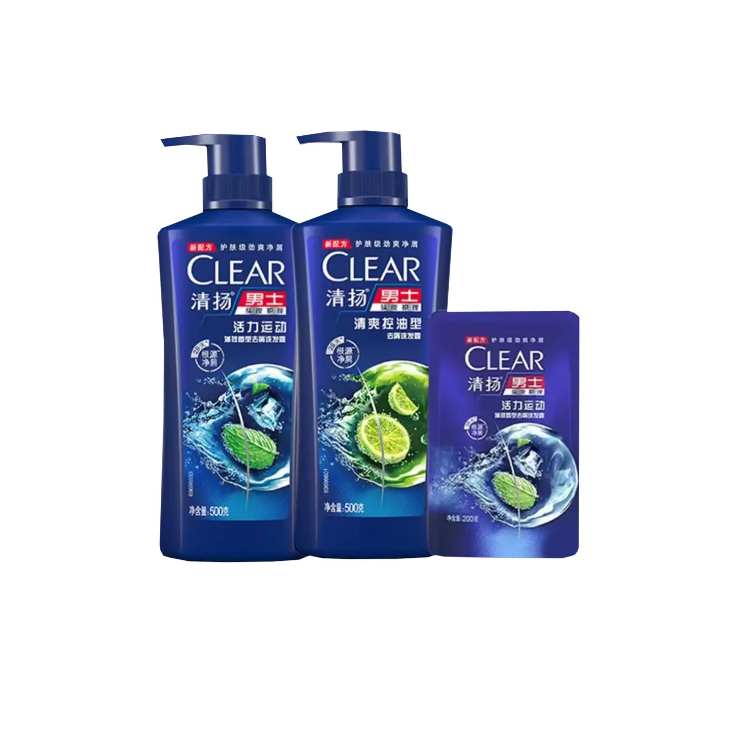 

Шампунь от перхоти 500г//500мл*3/650г/720г/900г/1200г CLEAR, Three-Piece Set: Refreshing and Oil Control Shampoo 500g+Active Sports Shampoo 500g+Active Sports Shampoo 200g