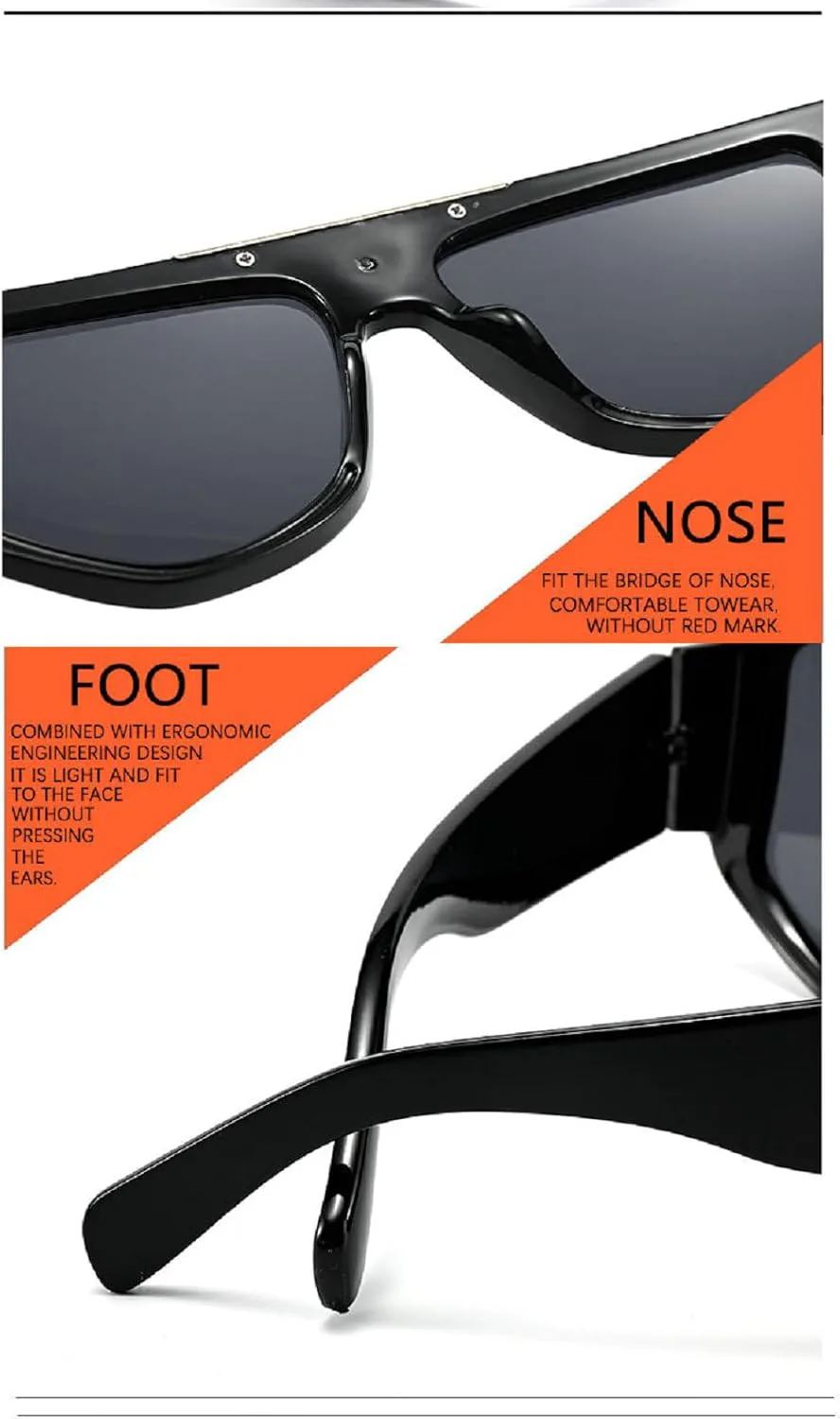 

Панк-винтажные солнцезащитные очки-пилот большого размера для женщин и мужчин, с крупной оправой, ветрозащитные, популярные солнцезащитные очки mincl, Black