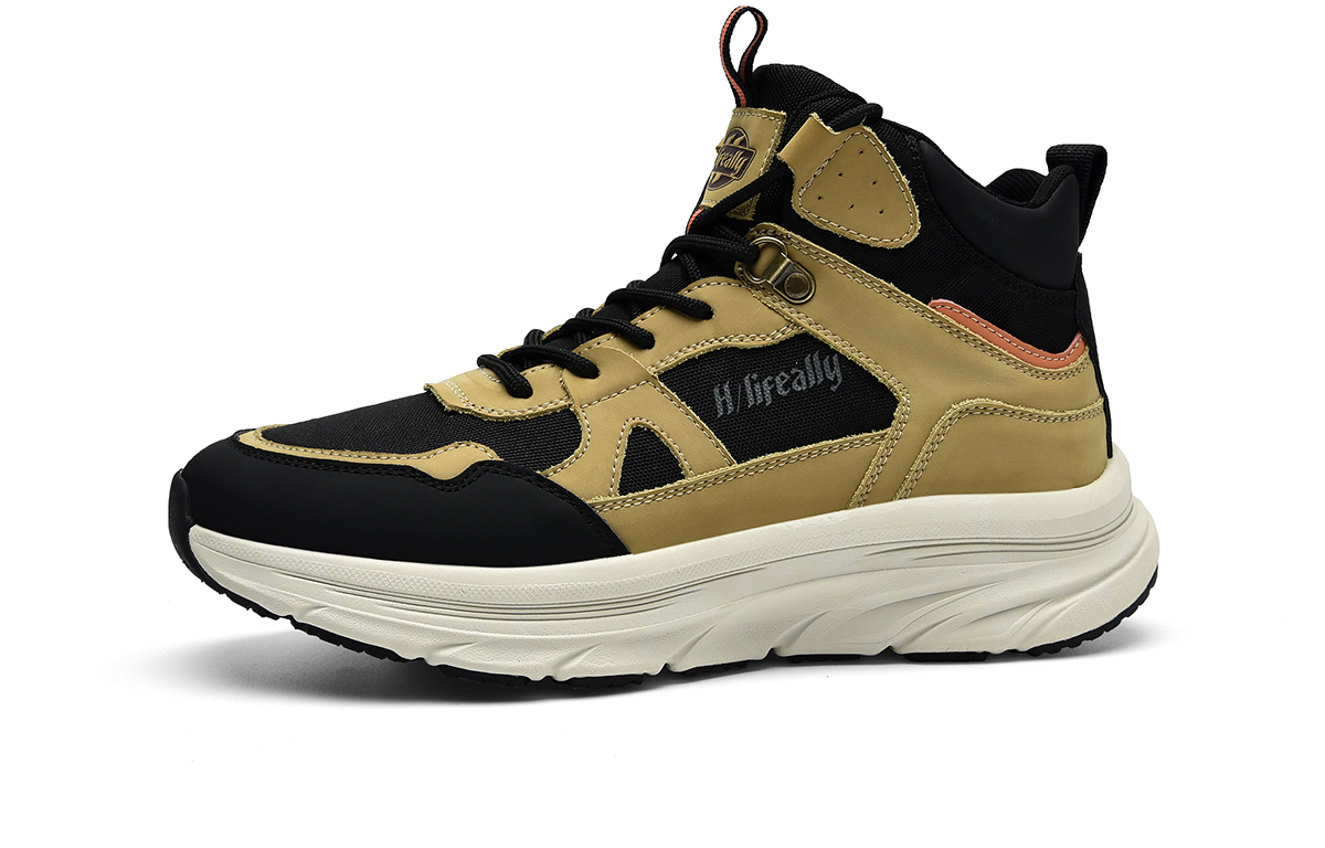

Повседневные кроссовки мужские Mid Top черно-коричневые, желтые HLA