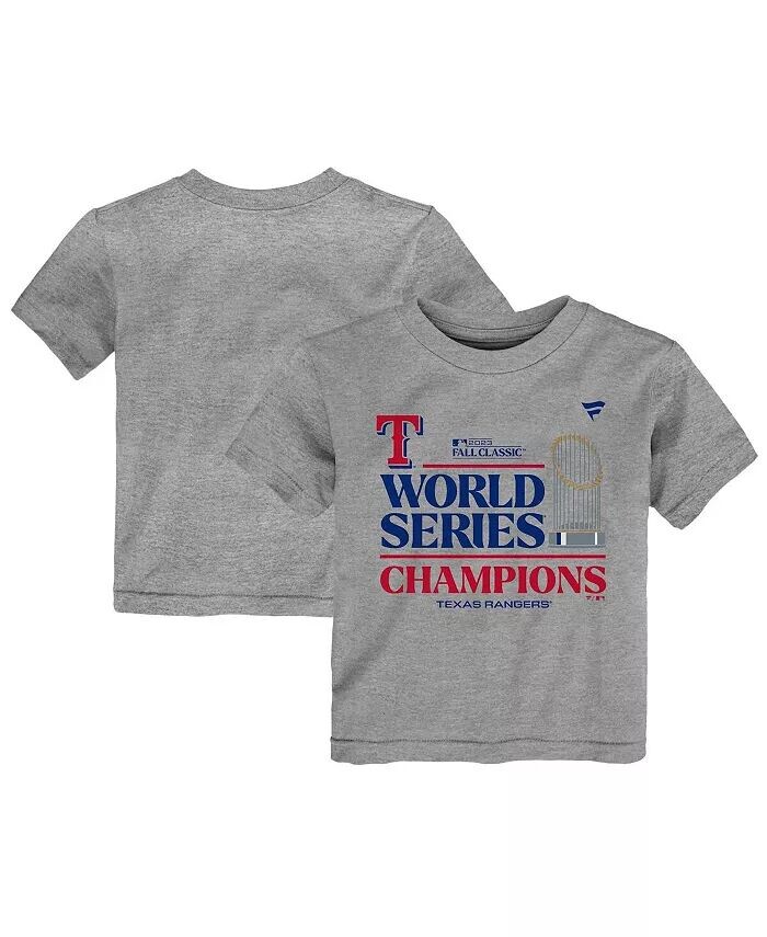 

Футболка Heather Gray Texas Rangers 2023 World Series Champions для мальчиков и девочек в раздевалке Fanatics