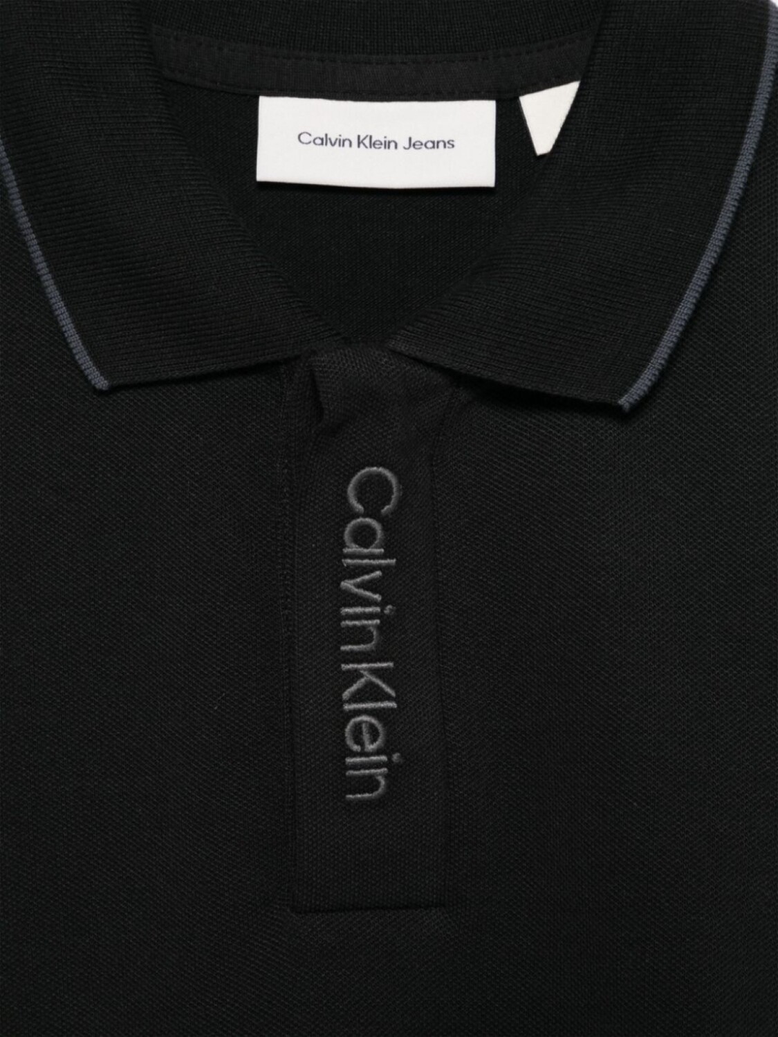 Calvin Klein Kids рубашка поло с вышитым логотипом, черный — фото 3