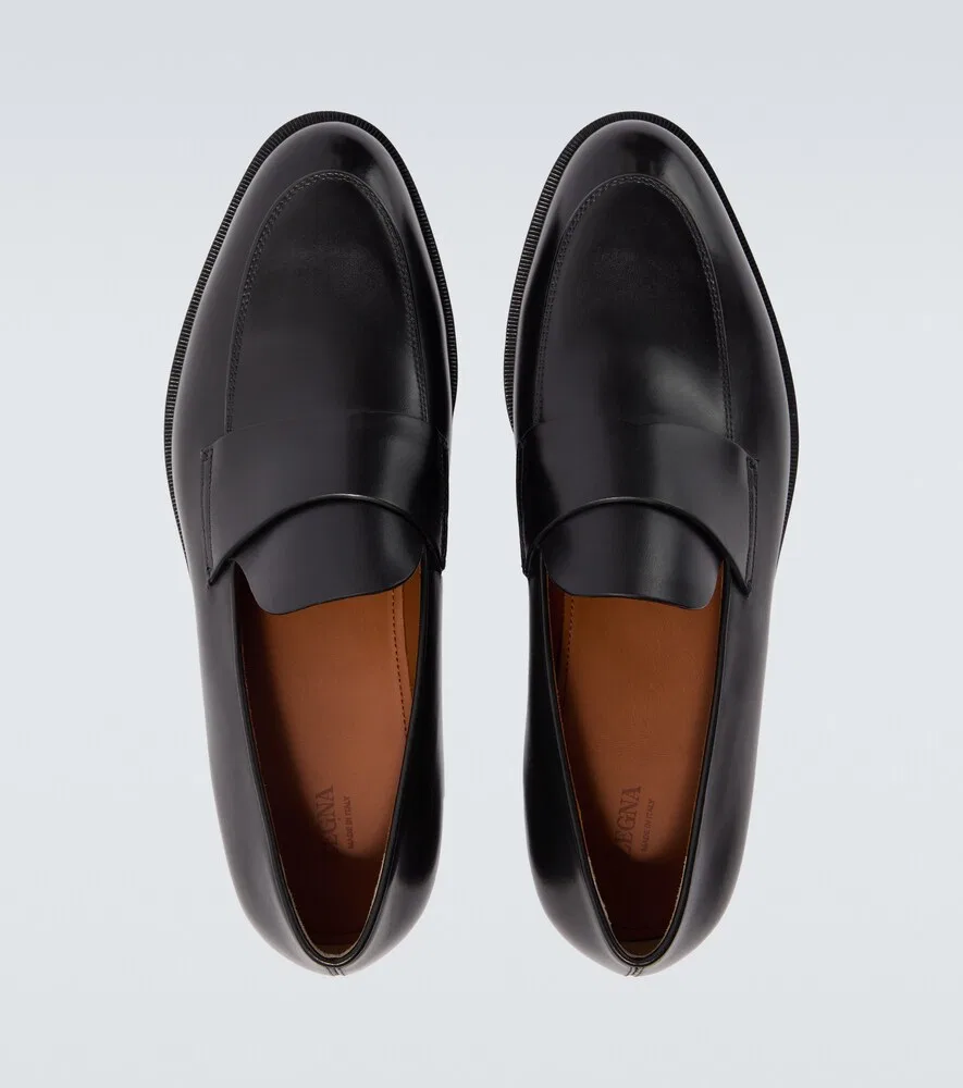 Кожаные лоферы Zegna, черный — фото 4