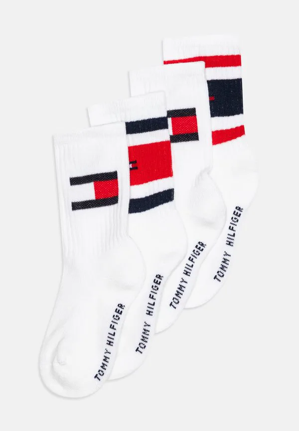 Детские носки унисекс с флагом и спортивной полоской, 4 пары. Tommy Hilfiger, White