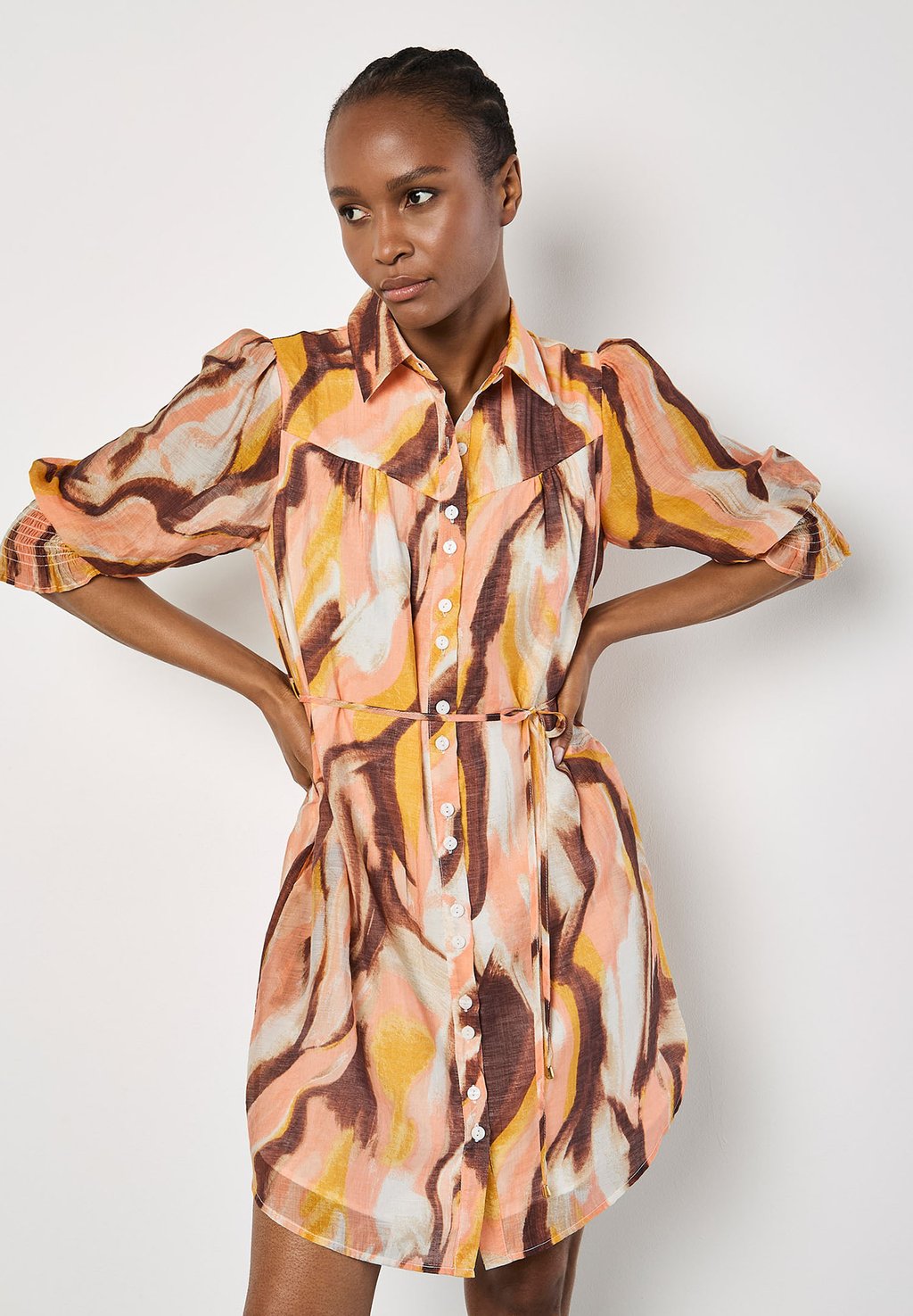 

Платье-рубашка PAINTERLY SWIRLS Apricot, коралловый