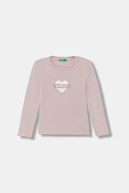 Лонгслив детский с блестящим принтом United Colors of Benetton, розовый