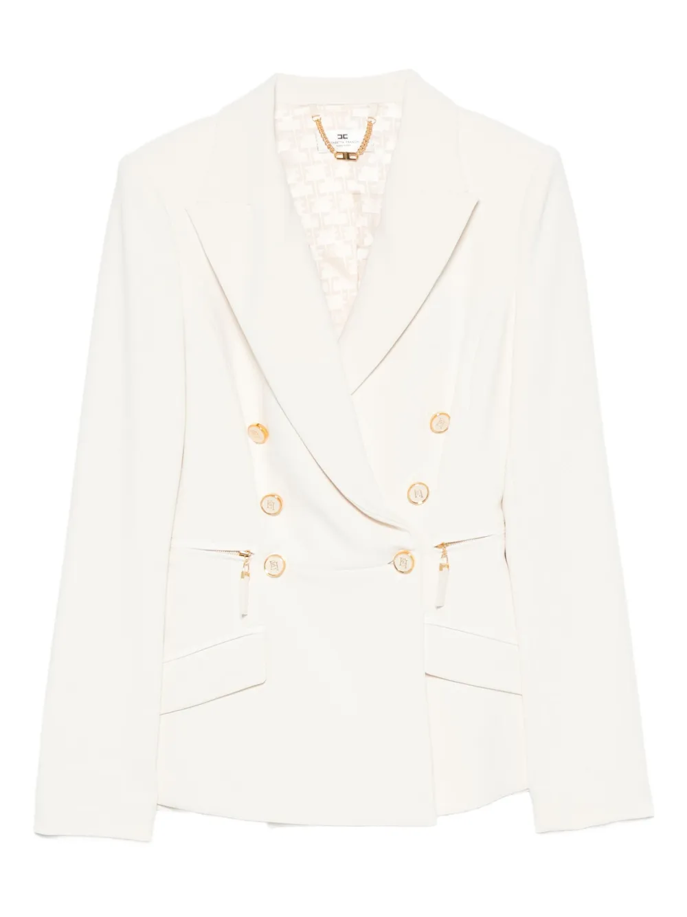 

Двубортный пиджак на пуговицах Elisabetta Franchi, нейтральный