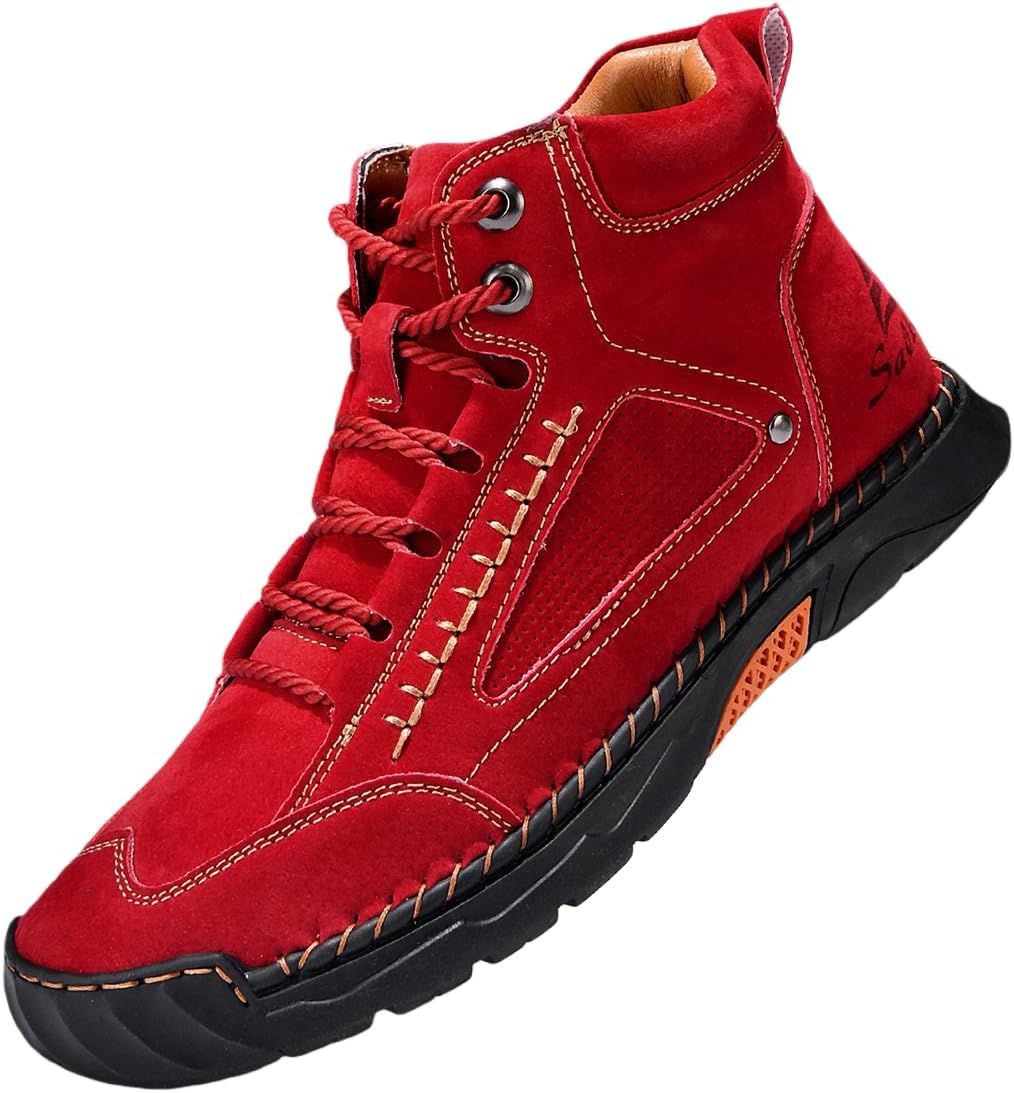 

Мужские повседневные походные ботинки, дышащие, противоскользящие, теплые, средней высоты, ботинки до щиколотки для пеших прогулок, путешествий, отдыха, альпинизма и бездорожья Generic, красный