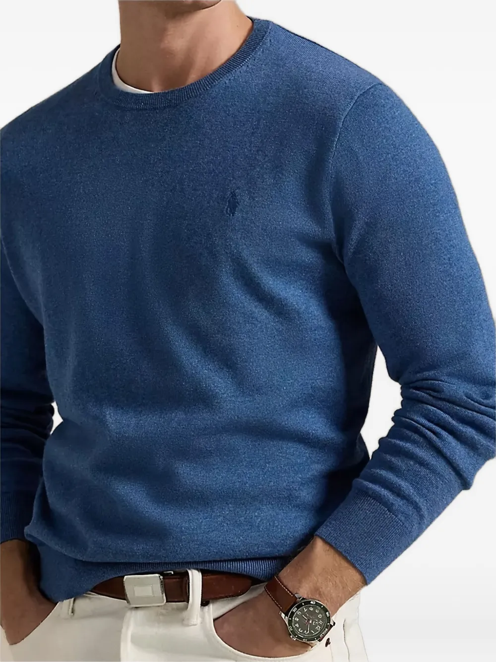 Вышитый свитер с круглым вырезом Polo Ralph Lauren, синий — фото 4