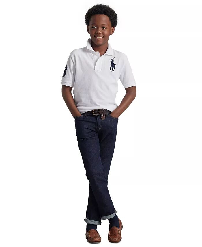 Поло из хлопковой сетки с короткими рукавами Big Boys Big Pony Polo Ralph Lauren, белый — фото 4