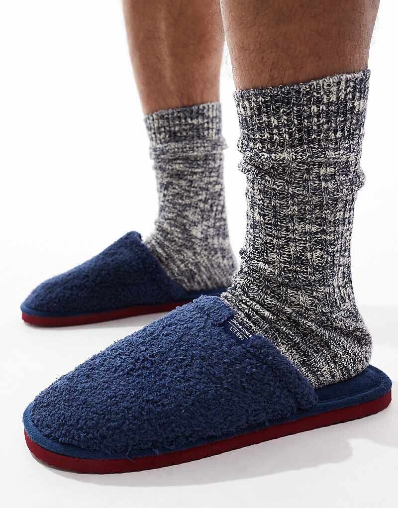 

Jack & Jones – пушистые слипоны темно-синего цвета