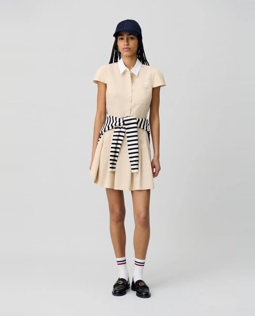 

Короткое плиссированное платье Claudie Pierlot, бежевый