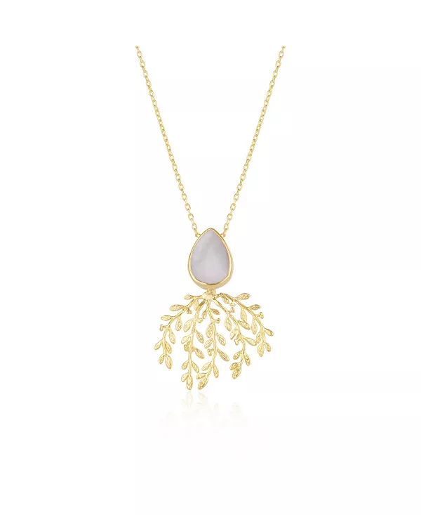 

Ожерелье из стерлингового серебра с перламутровой оливковой ветвью Spero London, gold