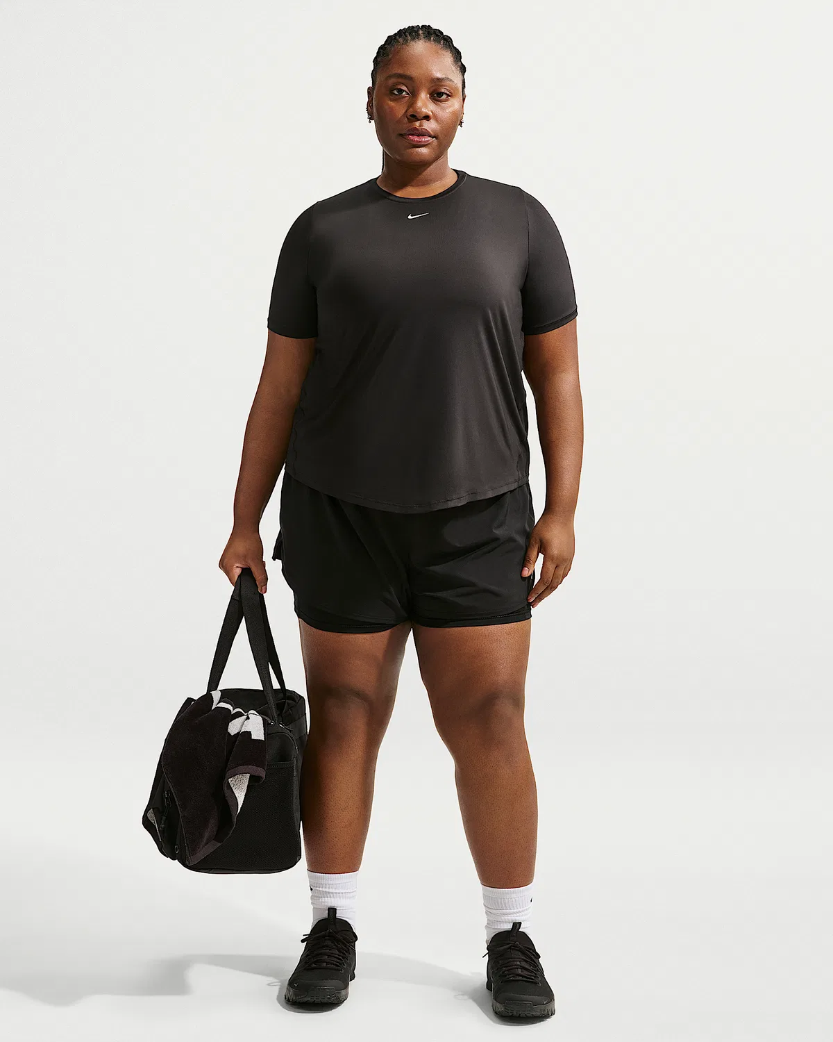 Женские шорты 2-в-1 с высокой посадкой, 3" (плюс размер) Nike Dri-FIT One, Black/White