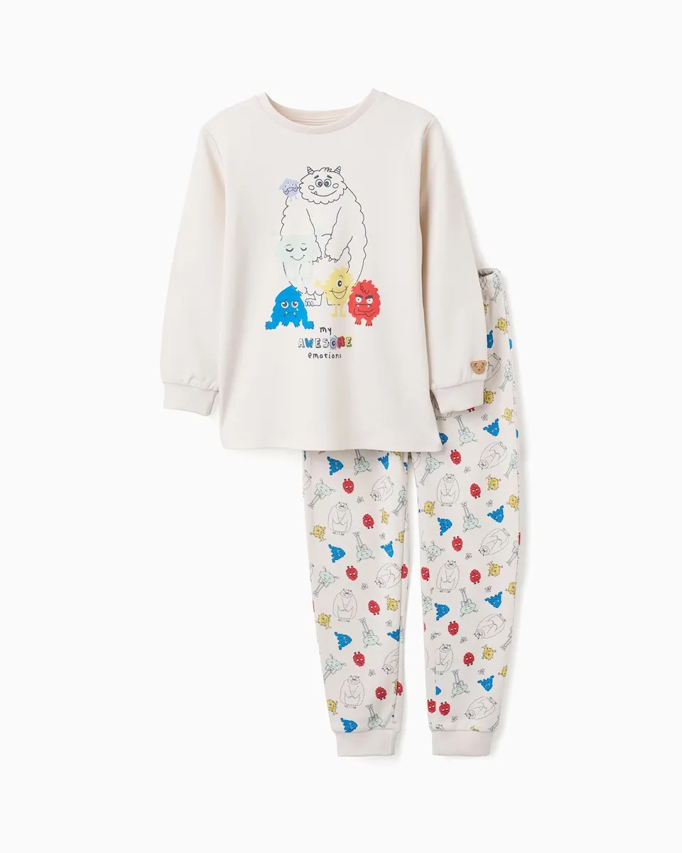

Детская пижама из интерлока с мотивом монстров эмоций Zippy, бежевый