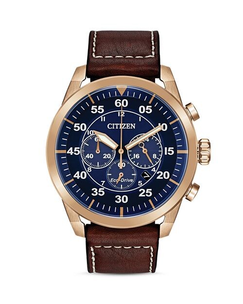 

Хронограф Avion Eco-Drive, 48 мм Citizen, цвет Brown