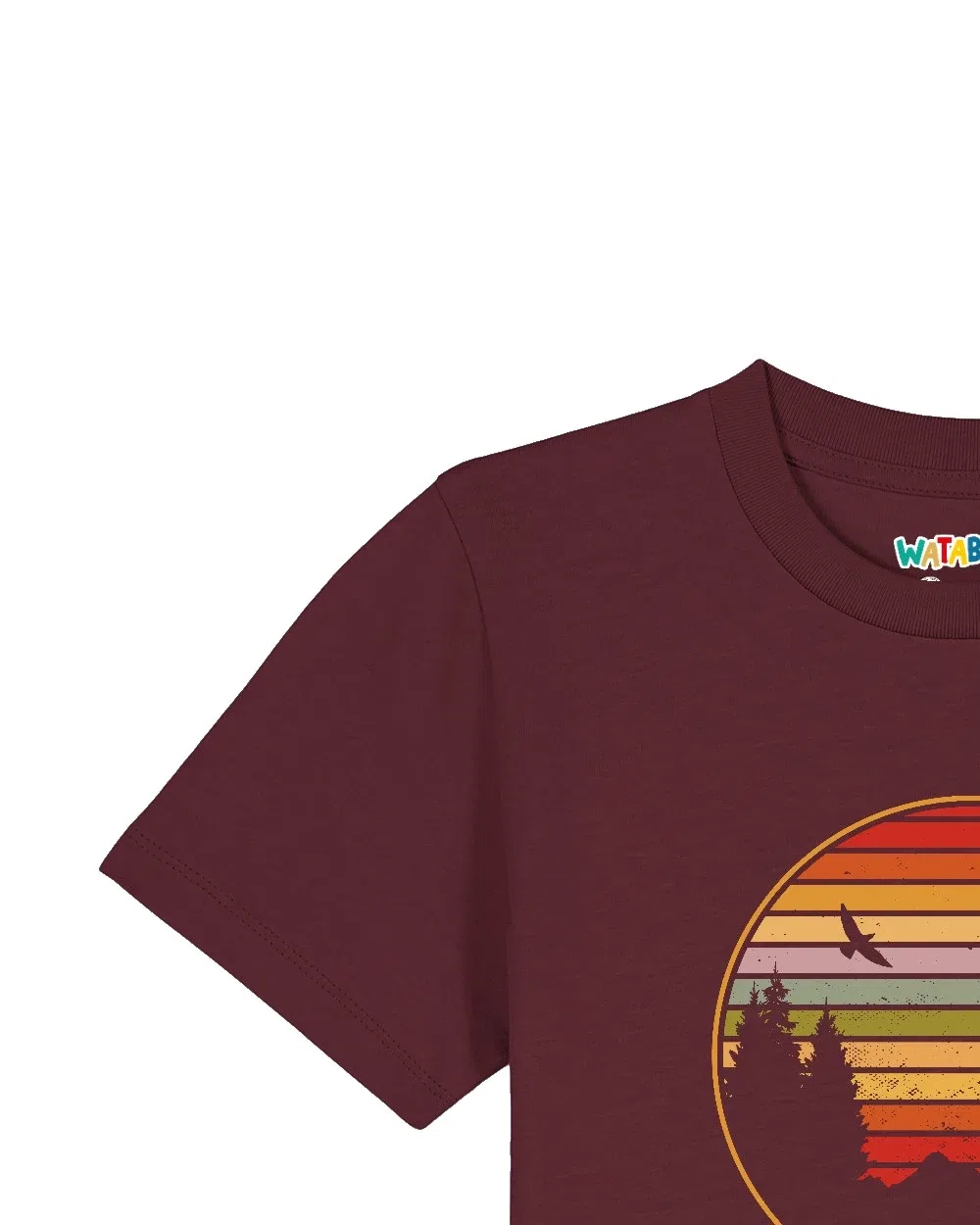 Футболка детская с принтом Sunset Berge & Tannen Wat? Apparel, винно-красный — фото 3
