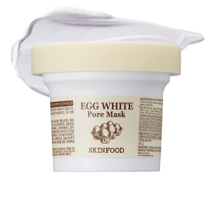 

SKINFOOD Egg White Pore Mask 120 г Глиняная маска Отшелушивающее средство для сужения пор Отшелушивающее средство для поглощения кожного сала Гидра-эксфолиант 4,23 унции Skin Food Since 1957