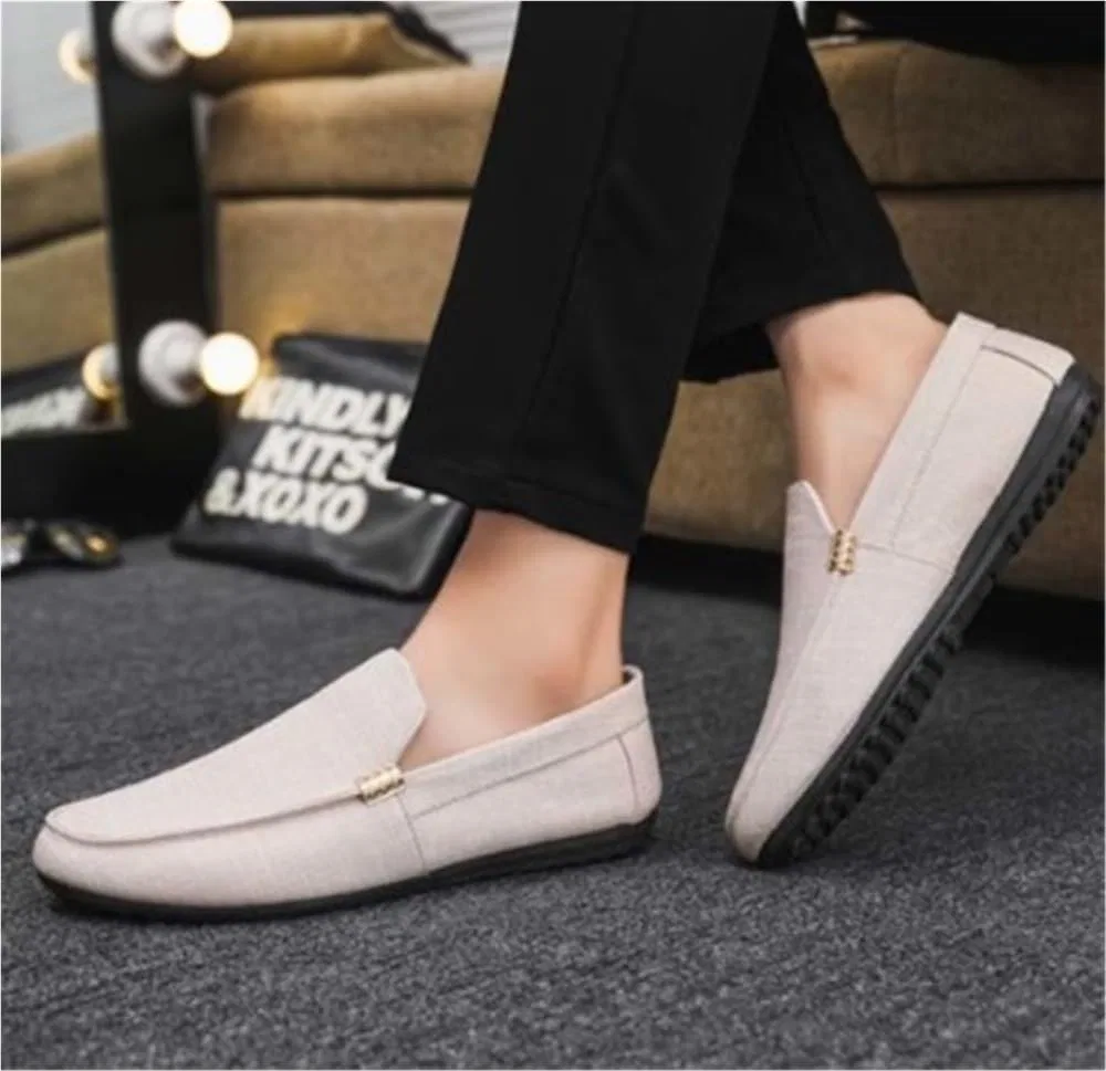 Мужские лоферы тканевые, легкие, Beige DHFIRUFSHLO — фото 3