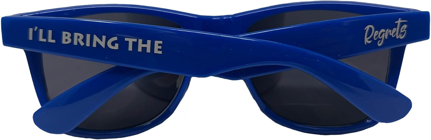 

Стильные поляризованные солнцезащитные очки Funky Junque в стиле ретро — защита от УФ-излучения, классические очки унисекс — для девичника, однотонные, в выгодных комплектах, I'll Bring the - Regrets (Royal Blue)
