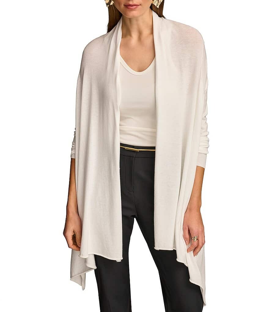

Donna Karan Драпированный кардиган с открытым передом, слоновая кость