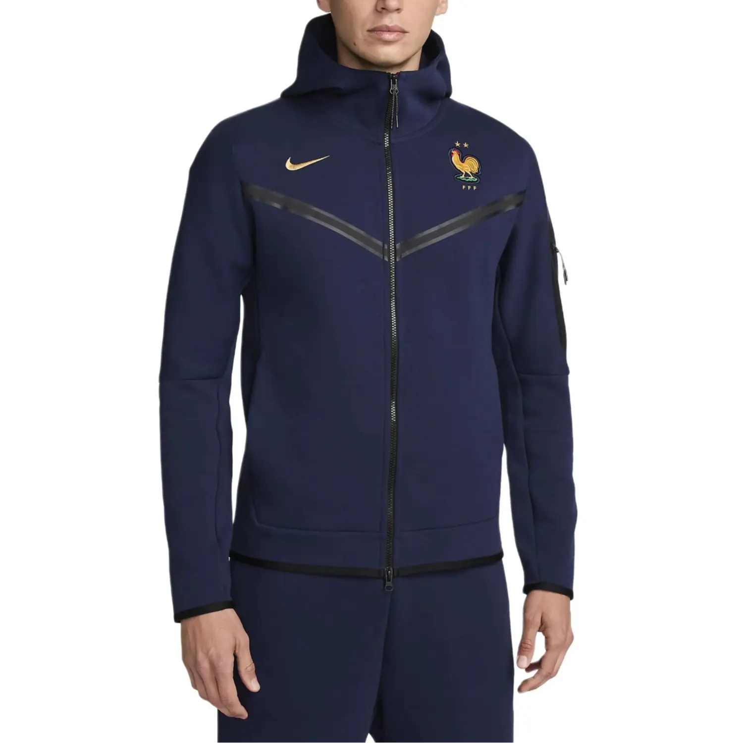 

Куртка FFF мужская, цвет черный, синий/клубный золотой Nike, черный/синий/золотой