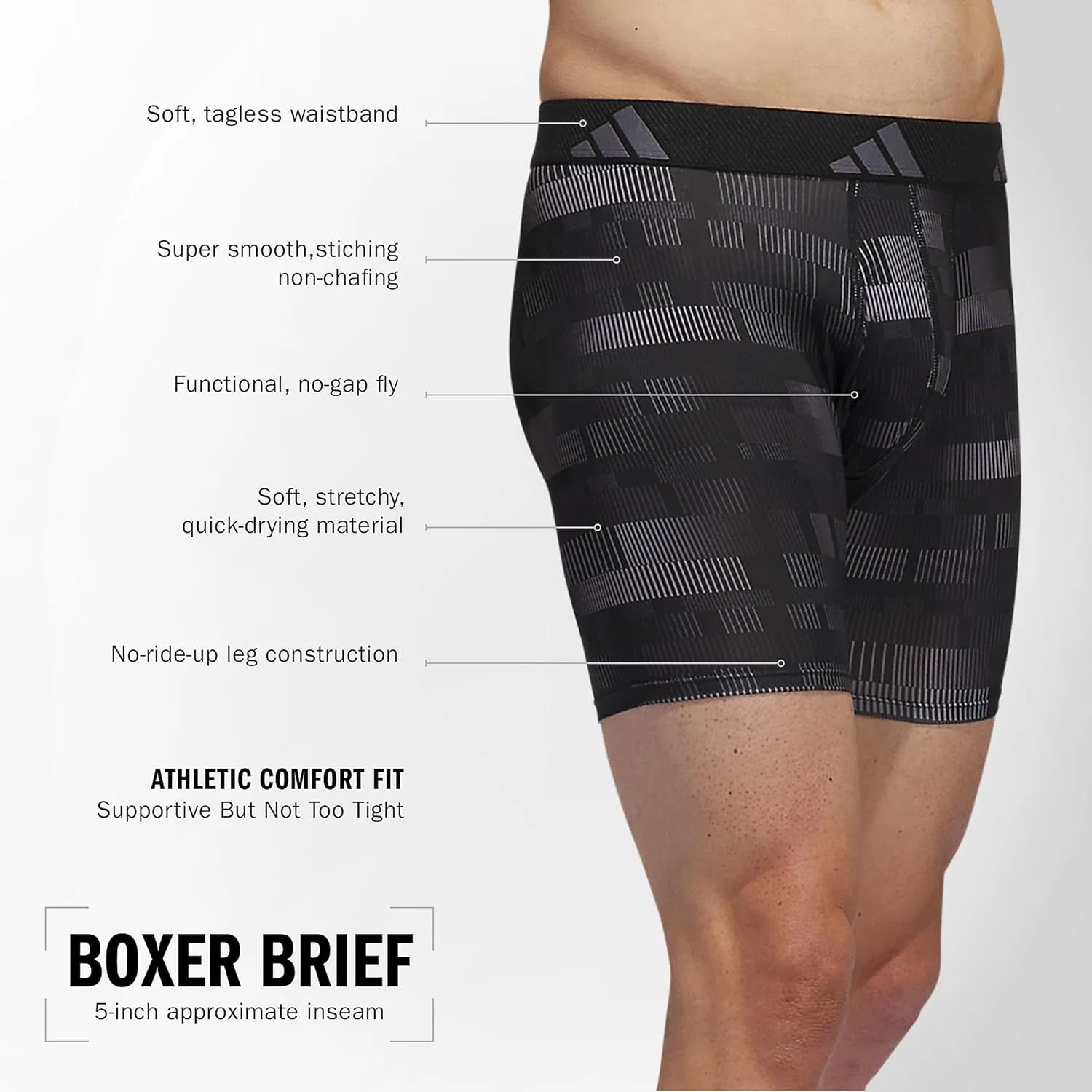 Боксеры Microfiber Boxer Briefs Adidas, серый/черный — фото 4