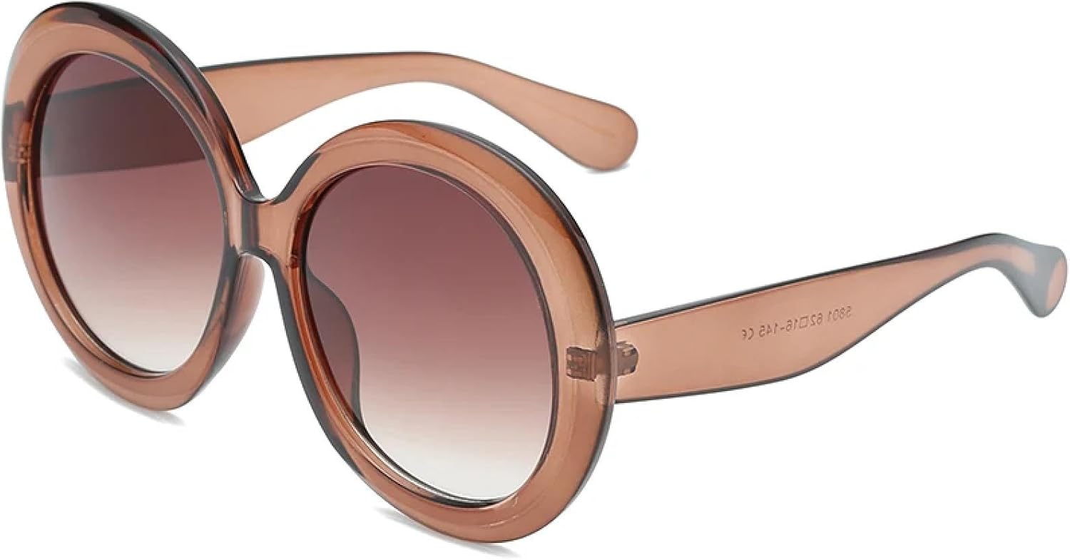 

Винтажные большие круглые солнцезащитные очки для женщин, коричневый градиент, увеличенного размера, модные, роскошные, с зеркальным покрытием и прозрачными линзами TVTBBVV, Brown