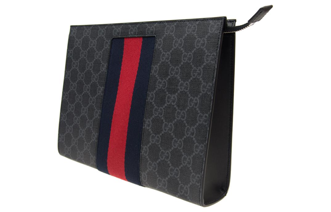 Gucci Клатч из парусины, стандартный, мужской, черный/серый — фото 3